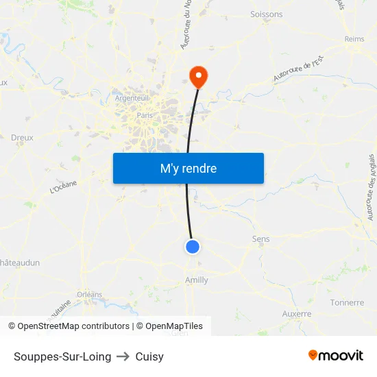 Souppes-Sur-Loing to Cuisy map