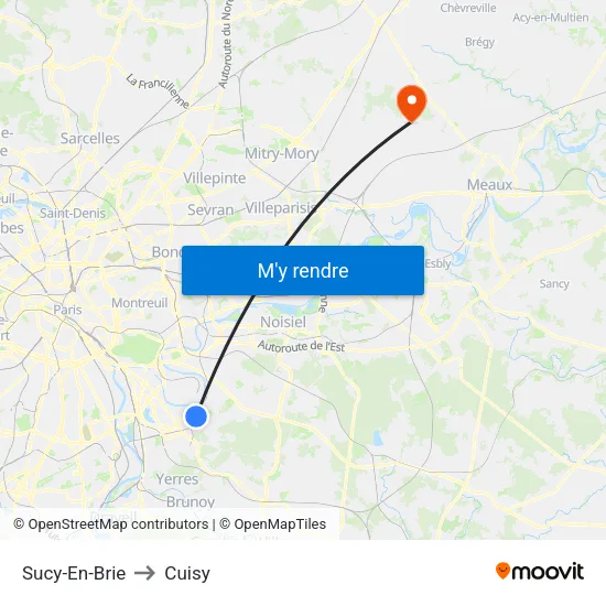 Sucy-En-Brie to Cuisy map