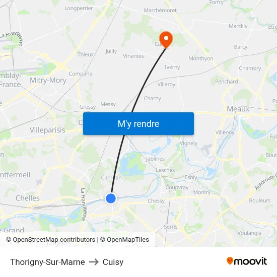 Thorigny-Sur-Marne to Cuisy map