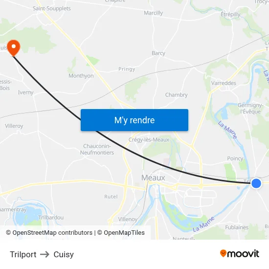 Trilport to Cuisy map