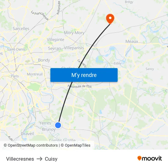 Villecresnes to Cuisy map