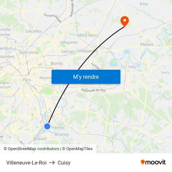 Villeneuve-Le-Roi to Cuisy map
