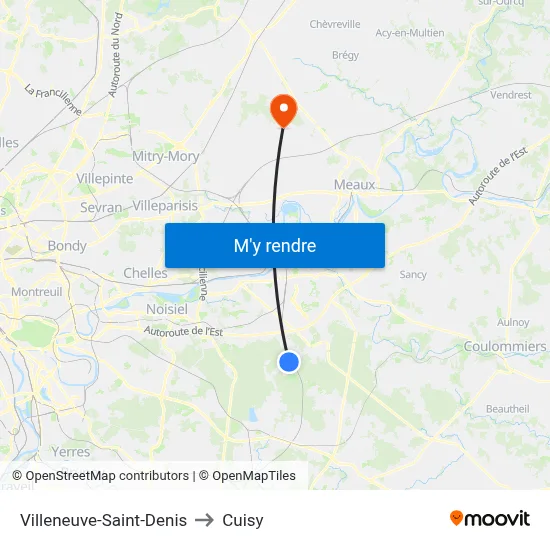 Villeneuve-Saint-Denis to Cuisy map