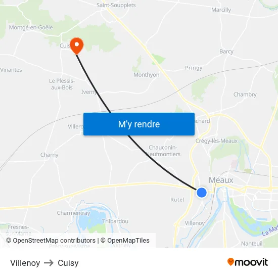 Villenoy to Cuisy map