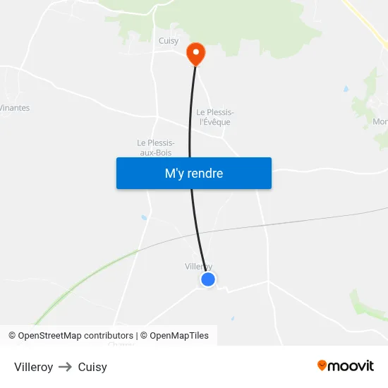 Villeroy to Cuisy map