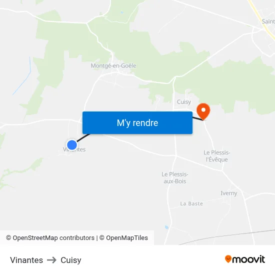 Vinantes to Cuisy map