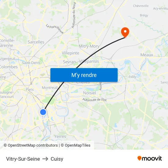 Vitry-Sur-Seine to Cuisy map