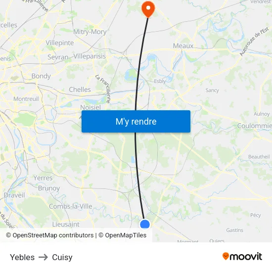 Yebles to Cuisy map