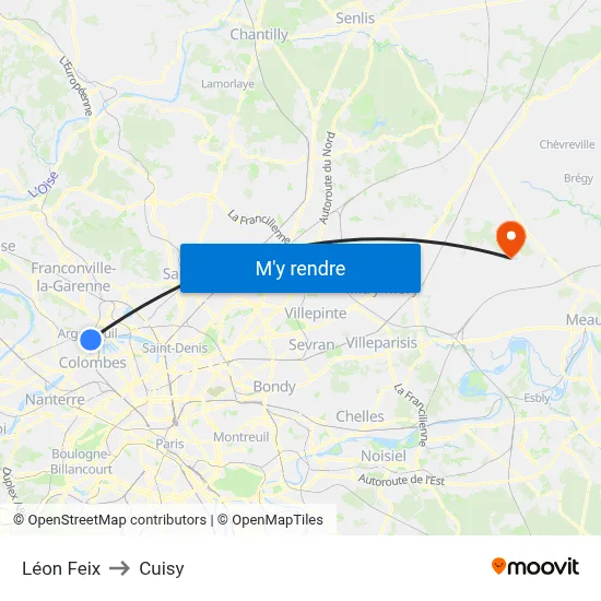 Léon Feix to Cuisy map