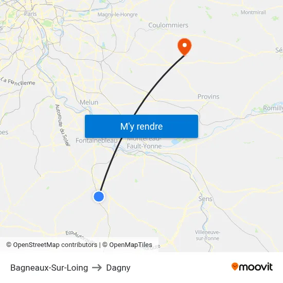 Bagneaux-Sur-Loing to Dagny map