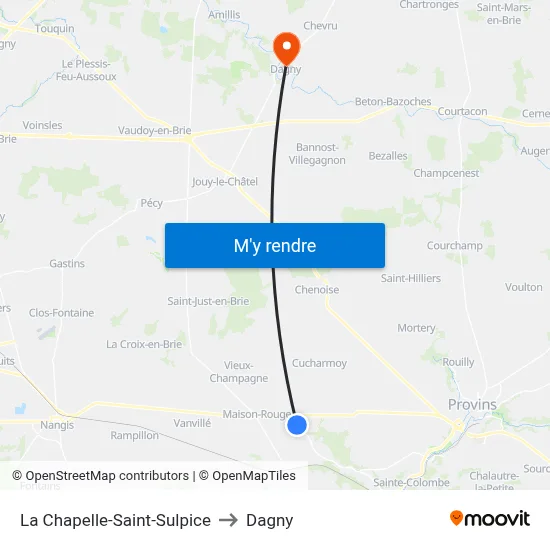 La Chapelle-Saint-Sulpice to Dagny map