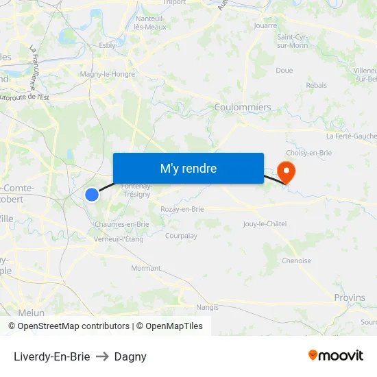 Liverdy-En-Brie to Dagny map