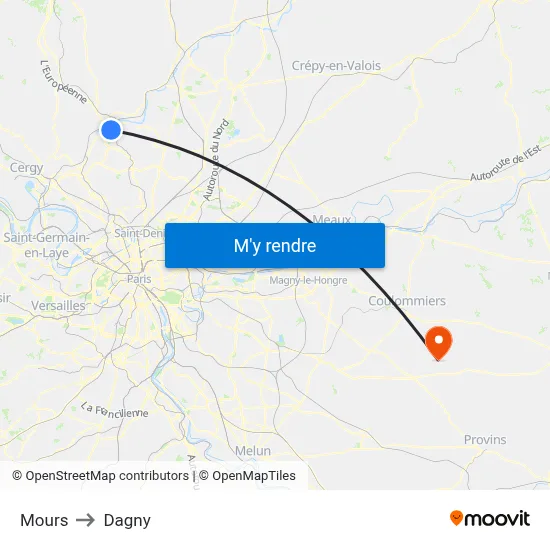 Mours to Dagny map
