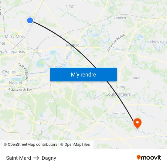Saint-Mard to Dagny map