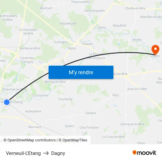Verneuil-L'Etang to Dagny map