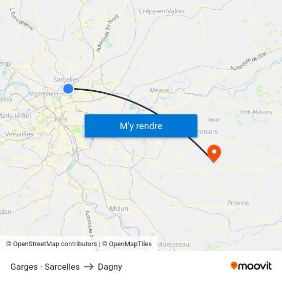 Garges - Sarcelles to Dagny map