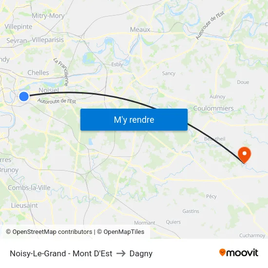 Noisy-Le-Grand - Mont D'Est to Dagny map