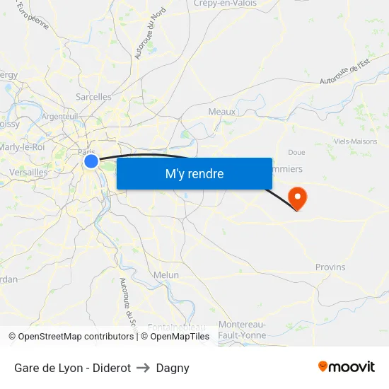 Gare de Lyon - Diderot to Dagny map