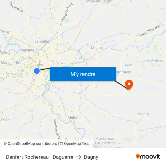 Denfert-Rochereau - Daguerre to Dagny map