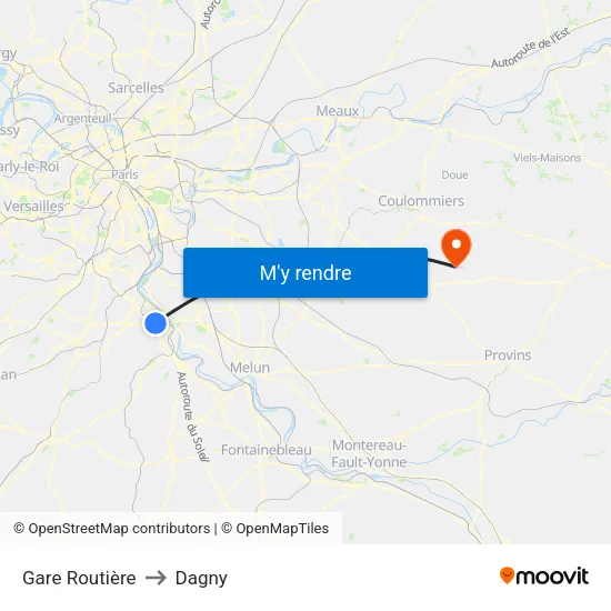 Gare Routière to Dagny map