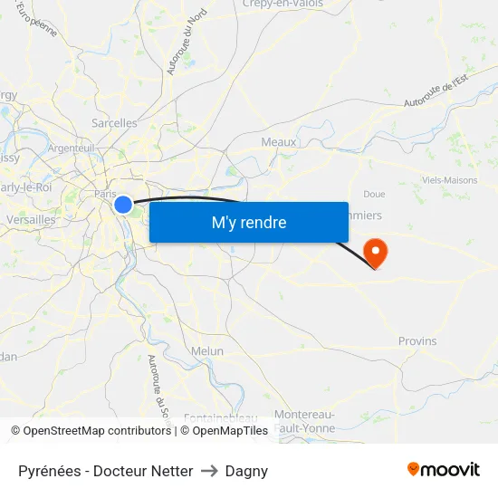 Pyrénées - Docteur Netter to Dagny map
