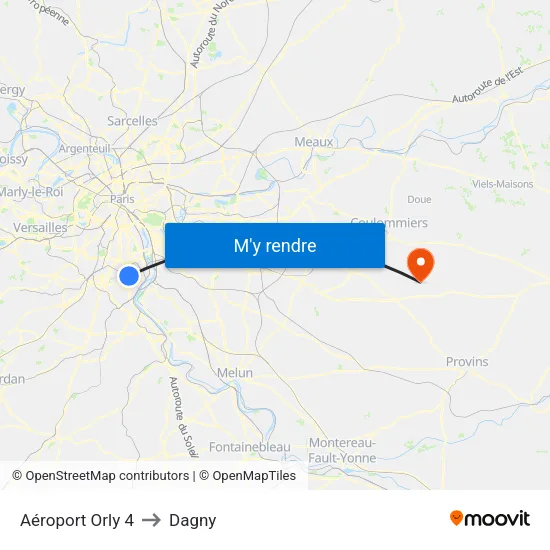 Aéroport Orly 4 to Dagny map