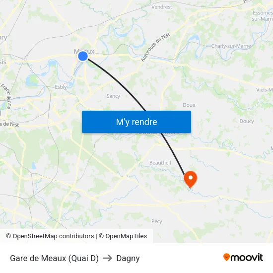 Gare de Meaux (Quai D) to Dagny map