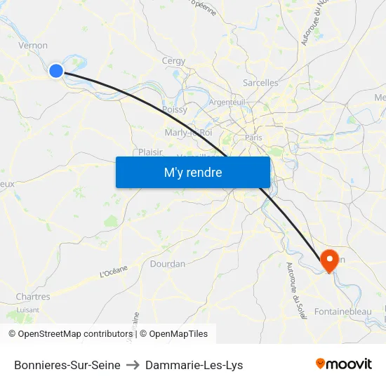 Bonnieres-Sur-Seine to Dammarie-Les-Lys map