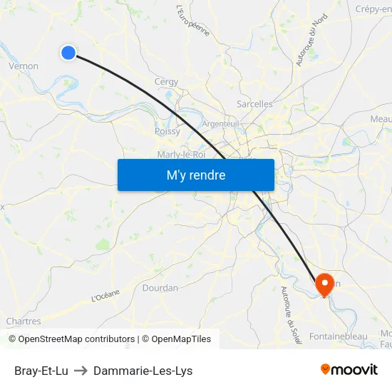 Bray-Et-Lu to Dammarie-Les-Lys map