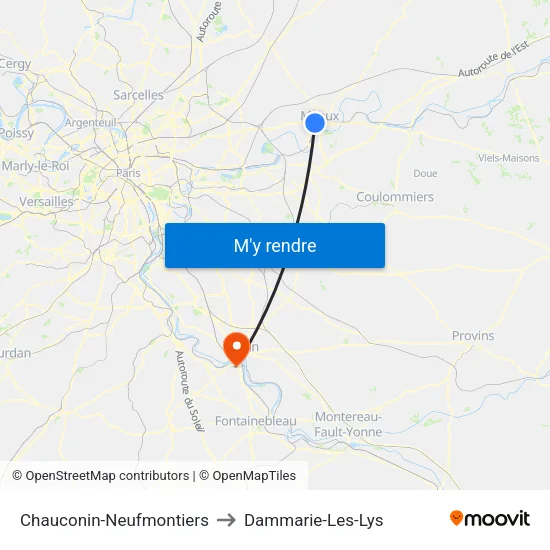 Chauconin-Neufmontiers to Dammarie-Les-Lys map