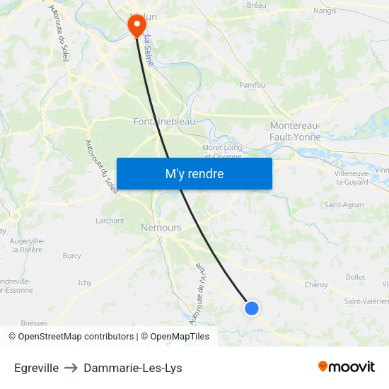 Egreville to Dammarie-Les-Lys map