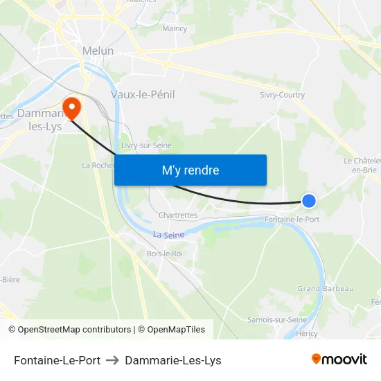 Fontaine-Le-Port to Dammarie-Les-Lys map