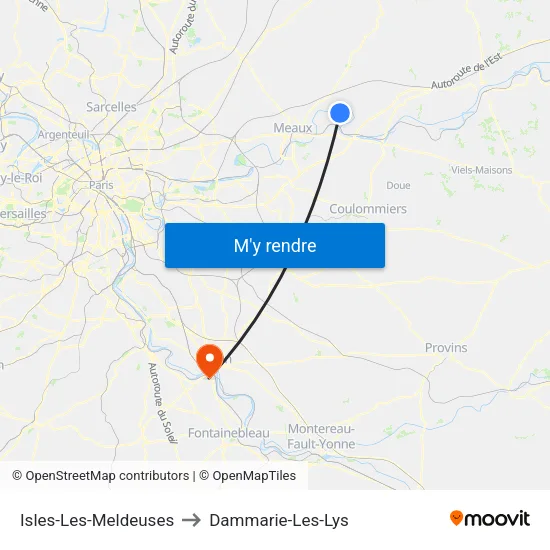 Isles-Les-Meldeuses to Dammarie-Les-Lys map