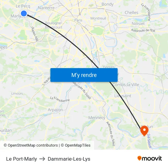 Le Port-Marly to Dammarie-Les-Lys map