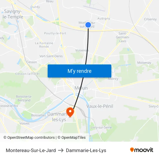 Montereau-Sur-Le-Jard to Dammarie-Les-Lys map