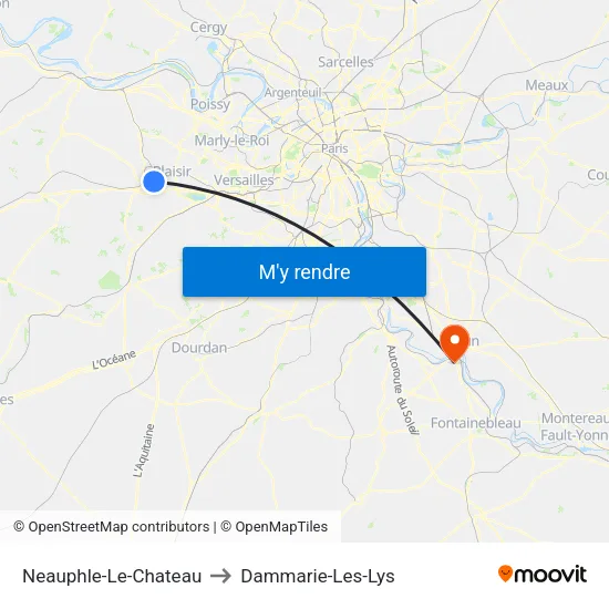 Neauphle-Le-Chateau to Dammarie-Les-Lys map