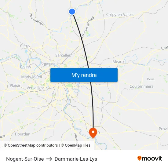 Nogent-Sur-Oise to Dammarie-Les-Lys map