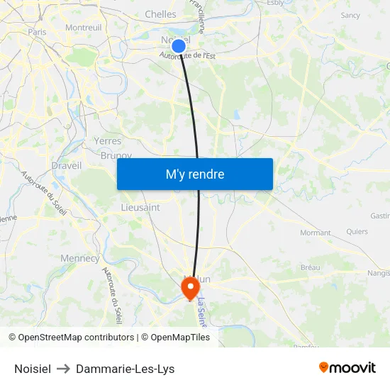 Noisiel to Dammarie-Les-Lys map