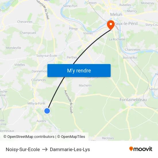 Noisy-Sur-Ecole to Dammarie-Les-Lys map
