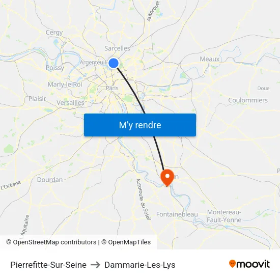 Pierrefitte-Sur-Seine to Dammarie-Les-Lys map