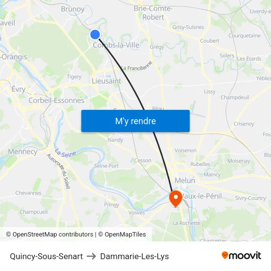 Quincy-Sous-Senart to Dammarie-Les-Lys map