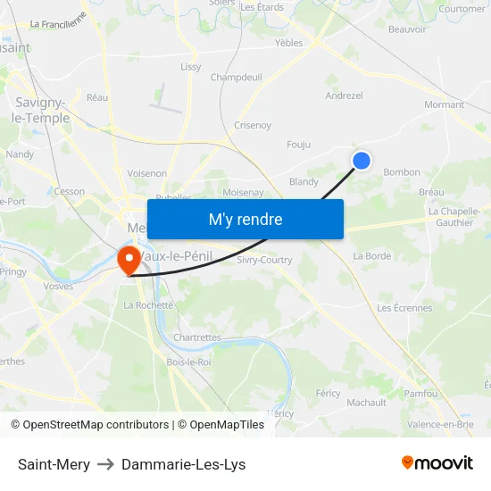 Saint-Mery to Dammarie-Les-Lys map