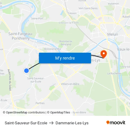 Saint-Sauveur-Sur-Ecole to Dammarie-Les-Lys map