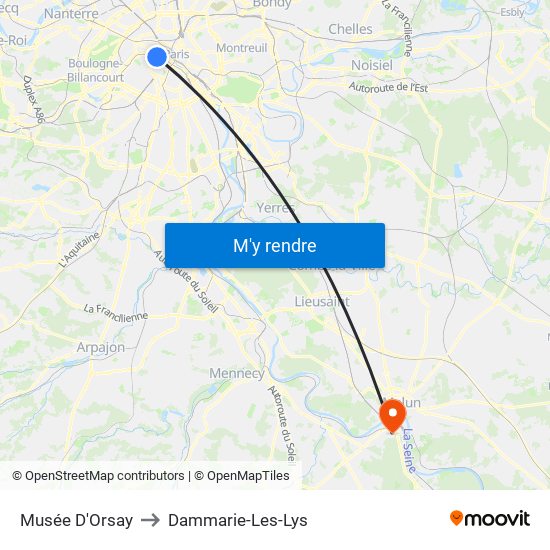 Musée D'Orsay to Dammarie-Les-Lys map