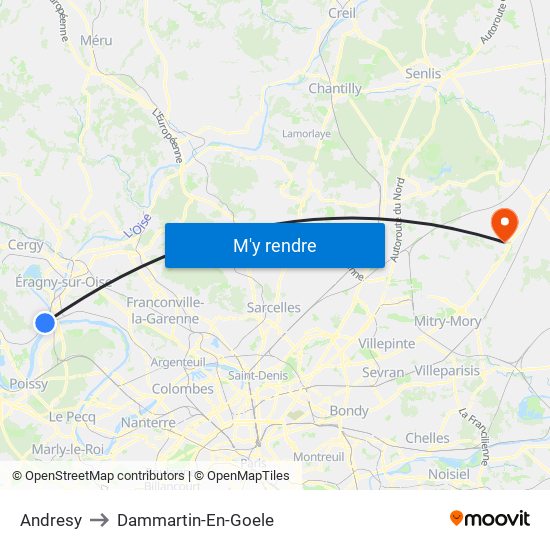 Andresy to Dammartin-En-Goele map