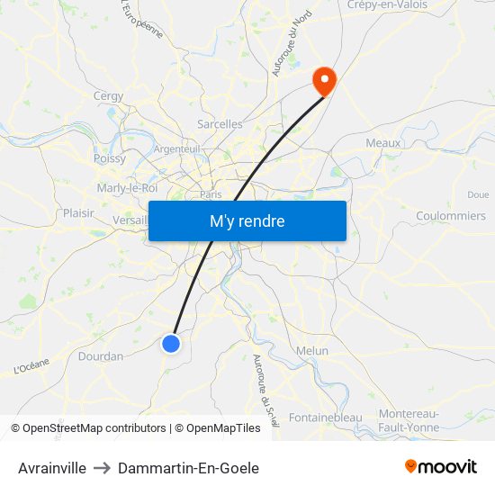 Avrainville to Dammartin-En-Goele map