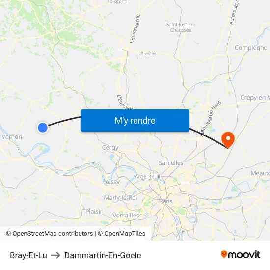 Bray-Et-Lu to Dammartin-En-Goele map