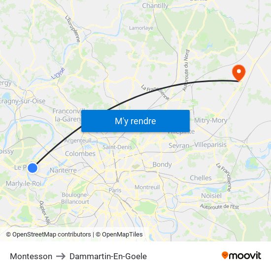 Montesson to Dammartin-En-Goele map