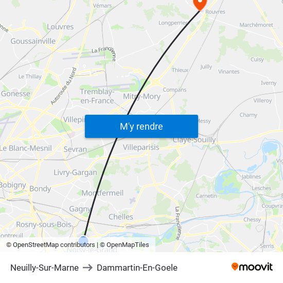 Neuilly-Sur-Marne to Dammartin-En-Goele map