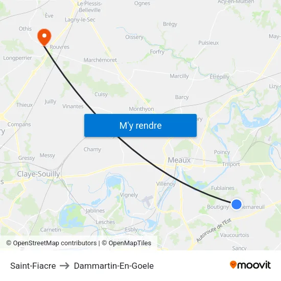 Saint-Fiacre to Dammartin-En-Goele map